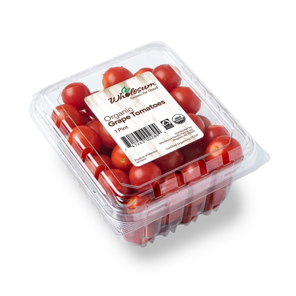 grape tomatoes in a pint clamshell