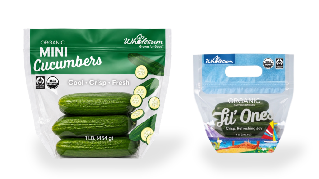 Wholesum snacking cucumbers in bags