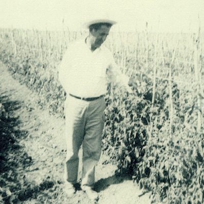 old photo of a man in a field