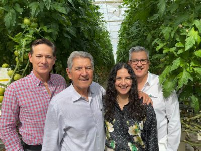 family in greenhouse